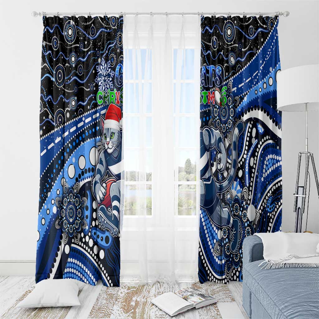 Merry Christmas AFL Cats Window Curtain Aboriginal Santa Football Mascot