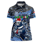 Merry Christmas AFL Cats Women Polo Shirt Aboriginal Santa Football Mascot