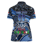 Merry Christmas AFL Cats Women Polo Shirt Aboriginal Santa Football Mascot