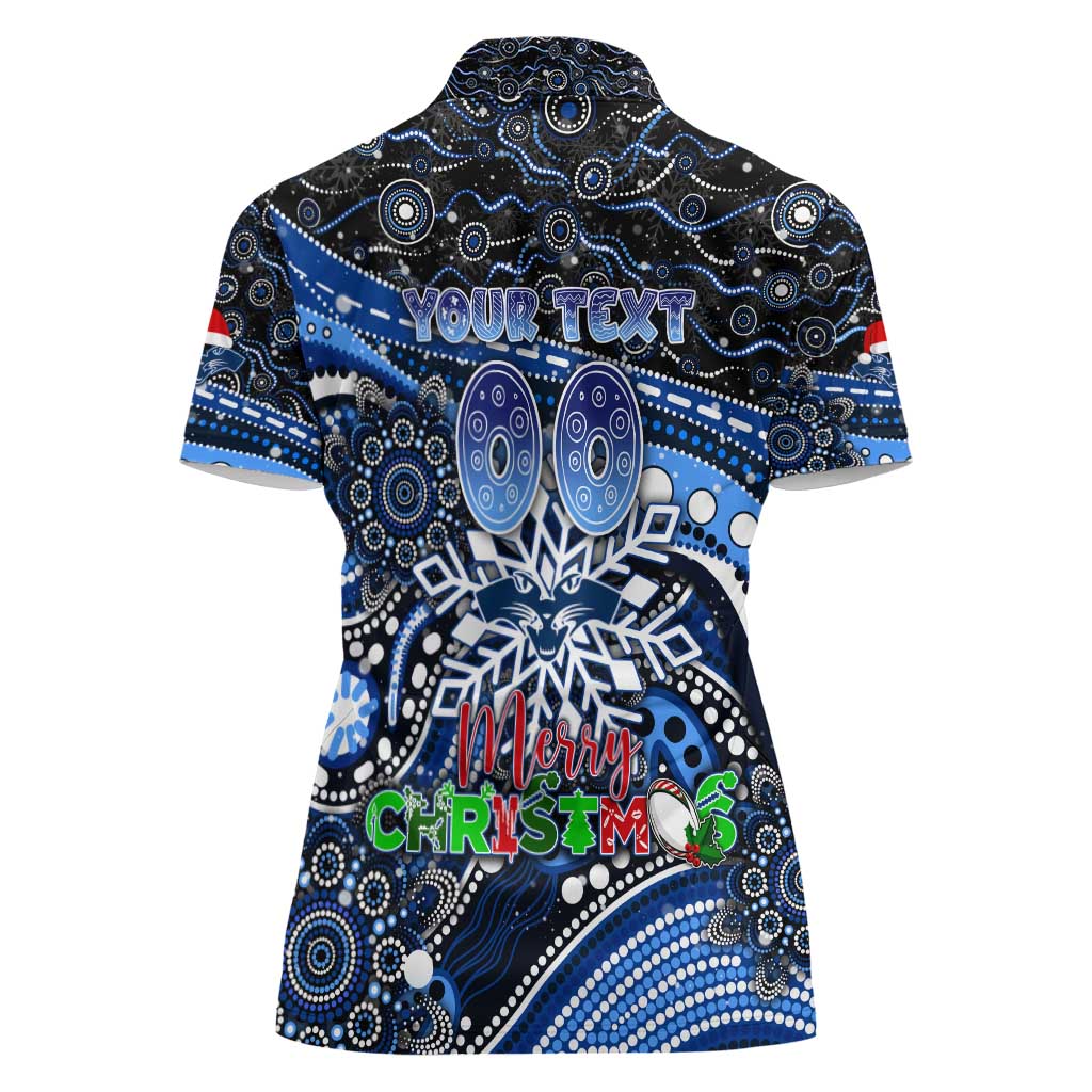 Merry Christmas AFL Cats Women Polo Shirt Aboriginal Santa Football Mascot
