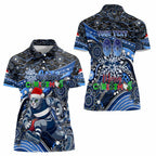 Merry Christmas AFL Cats Women Polo Shirt Aboriginal Santa Football Mascot