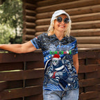 Merry Christmas AFL Cats Women Polo Shirt Aboriginal Santa Football Mascot