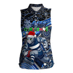 Merry Christmas AFL Cats Women Sleeveless Polo Shirt Aboriginal Santa Football Mascot
