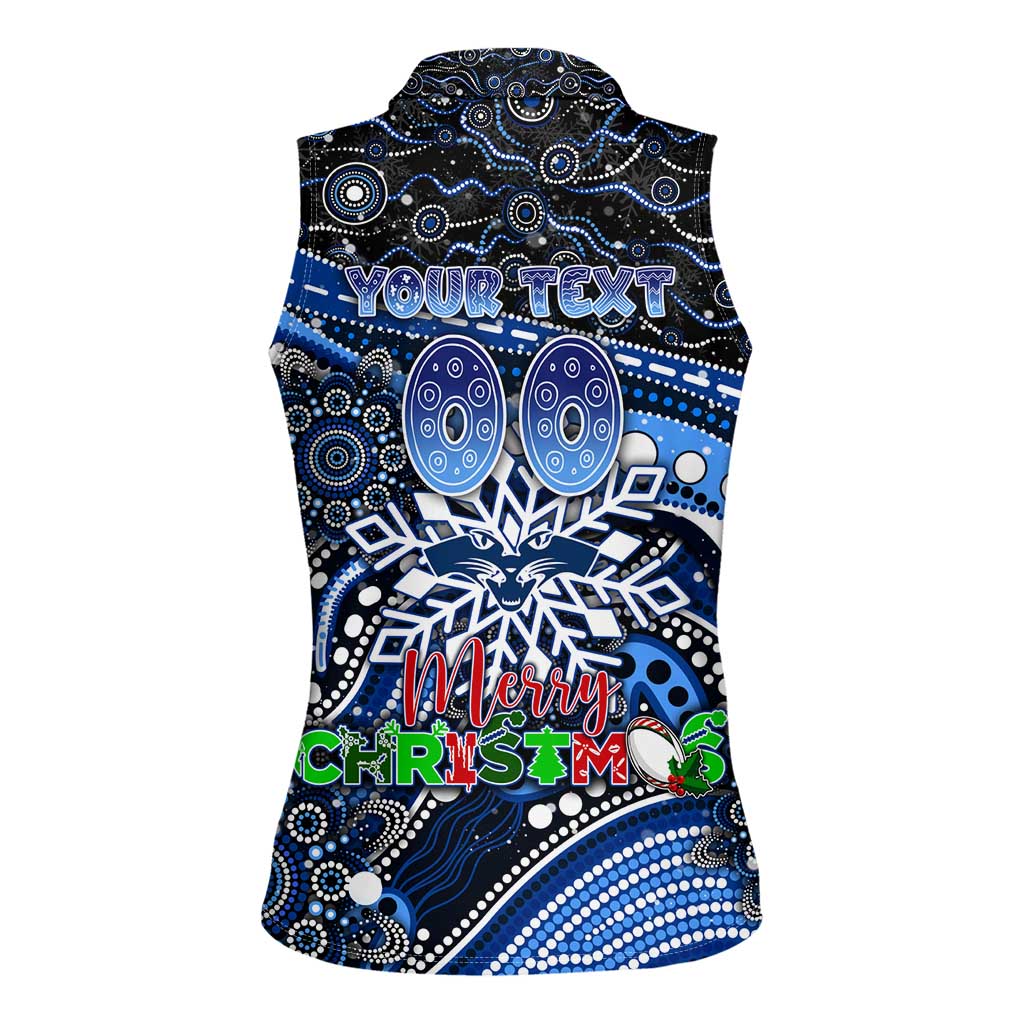 Merry Christmas AFL Cats Women Sleeveless Polo Shirt Aboriginal Santa Football Mascot