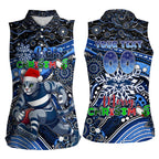 Merry Christmas AFL Cats Women Sleeveless Polo Shirt Aboriginal Santa Football Mascot
