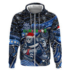 Merry Christmas AFL Cats Zip Hoodie Aboriginal Santa Football Mascot