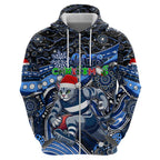 Merry Christmas AFL Cats Zip Hoodie Aboriginal Santa Football Mascot