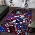 Merry Christmas AFL Bulldogs Area Rug Aboriginal Santa Football Mascot