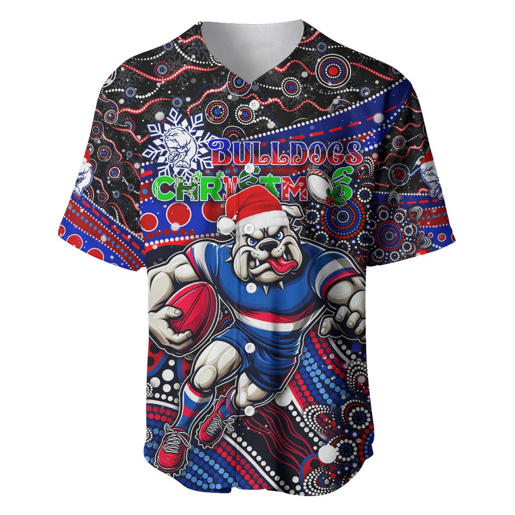 Merry Christmas AFL Bulldogs Baseball Jersey Aboriginal Santa Football Mascot
