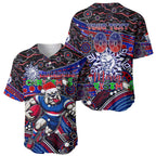 Merry Christmas AFL Bulldogs Baseball Jersey Aboriginal Santa Football Mascot