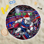 Merry Christmas AFL Bulldogs Beach Blanket Aboriginal Santa Football Mascot