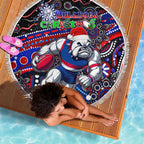 Merry Christmas AFL Bulldogs Beach Blanket Aboriginal Santa Football Mascot