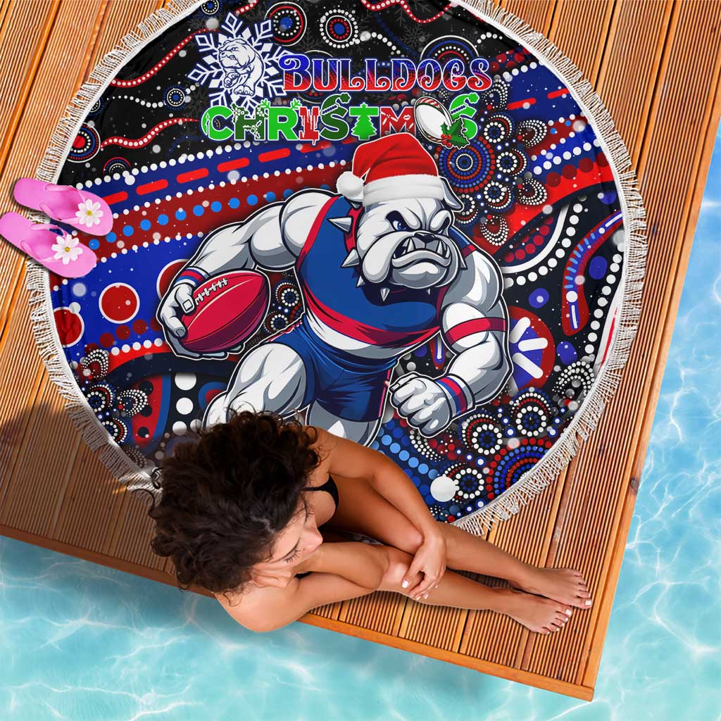 Merry Christmas AFL Bulldogs Beach Blanket Aboriginal Santa Football Mascot