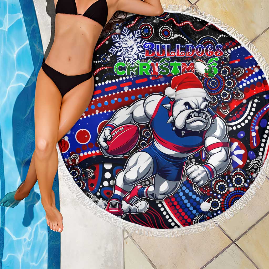 Merry Christmas AFL Bulldogs Beach Blanket Aboriginal Santa Football Mascot