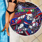 Merry Christmas AFL Bulldogs Beach Blanket Aboriginal Santa Football Mascot