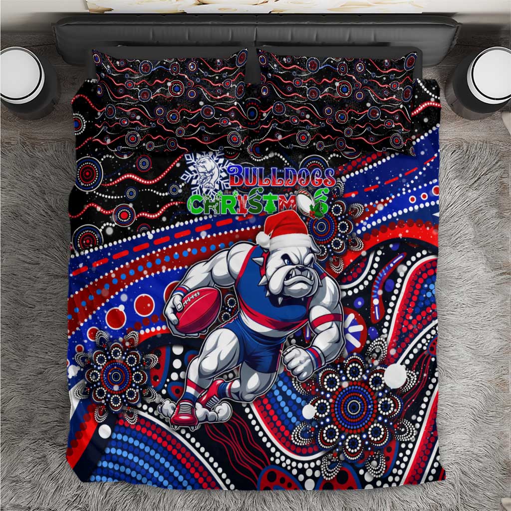 Merry Christmas AFL Bulldogs Bedding Set Aboriginal Santa Football Mascot