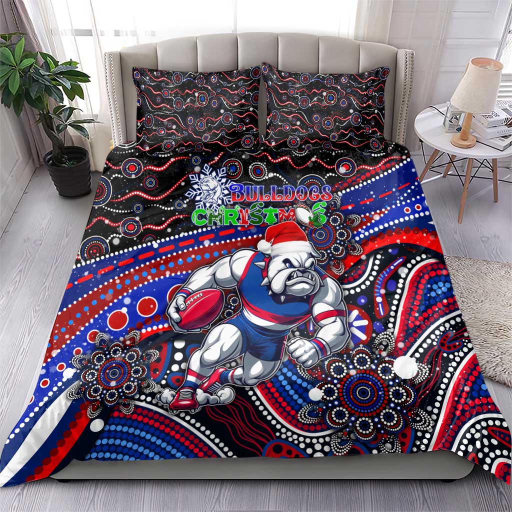 Merry Christmas AFL Bulldogs Bedding Set Aboriginal Santa Football Mascot