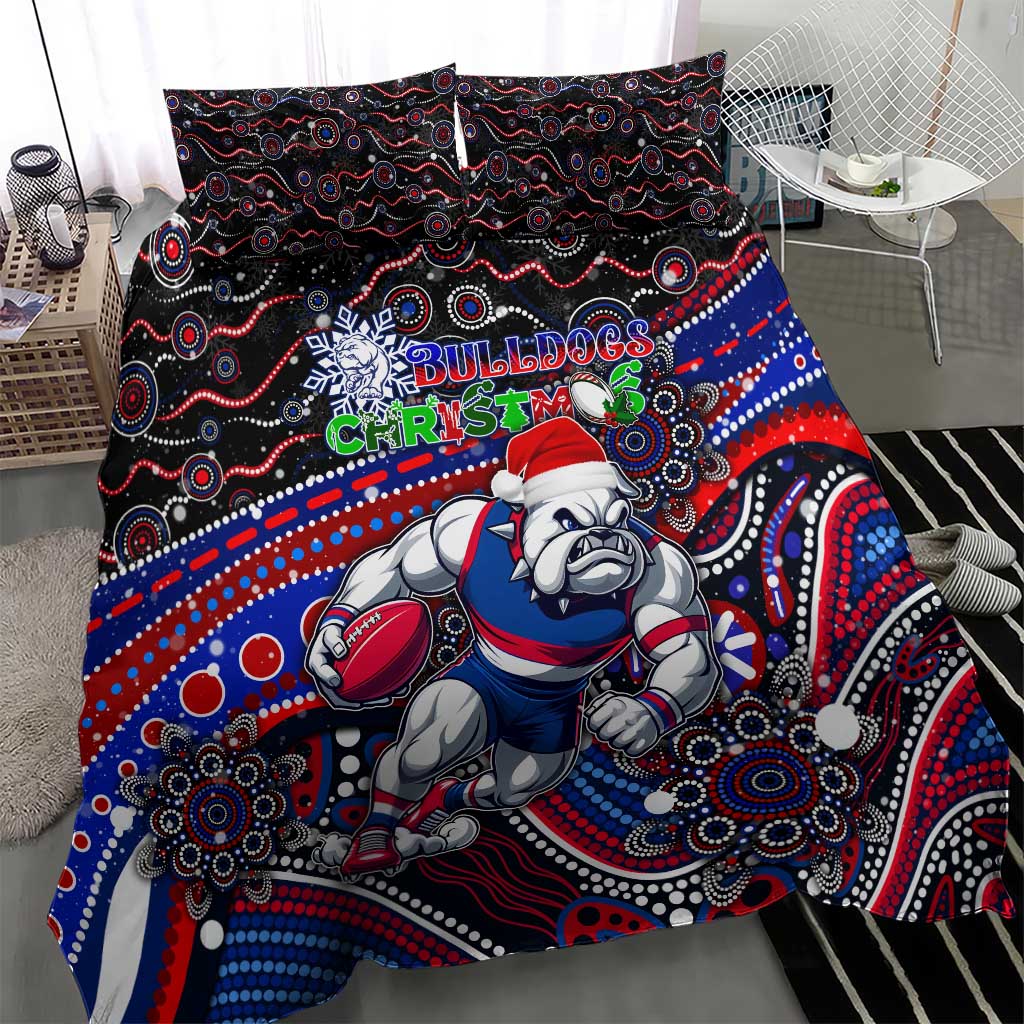 Merry Christmas AFL Bulldogs Bedding Set Aboriginal Santa Football Mascot