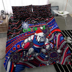 Merry Christmas AFL Bulldogs Bedding Set Aboriginal Santa Football Mascot