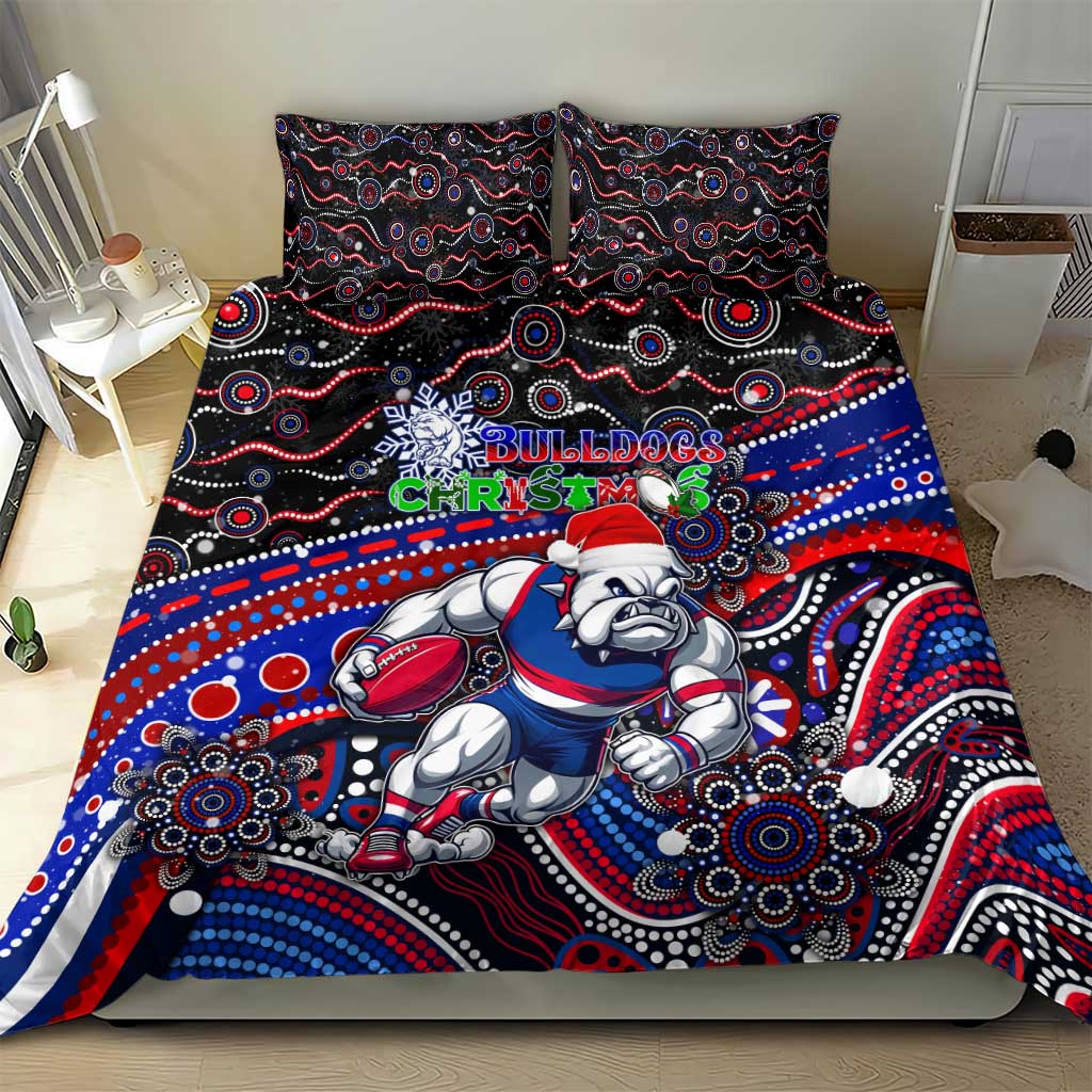 Merry Christmas AFL Bulldogs Bedding Set Aboriginal Santa Football Mascot