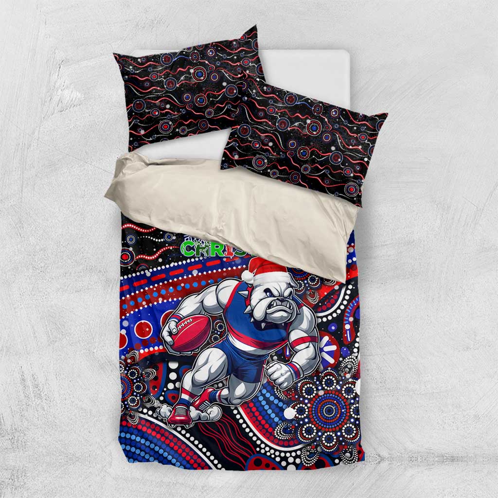 Merry Christmas AFL Bulldogs Bedding Set Aboriginal Santa Football Mascot
