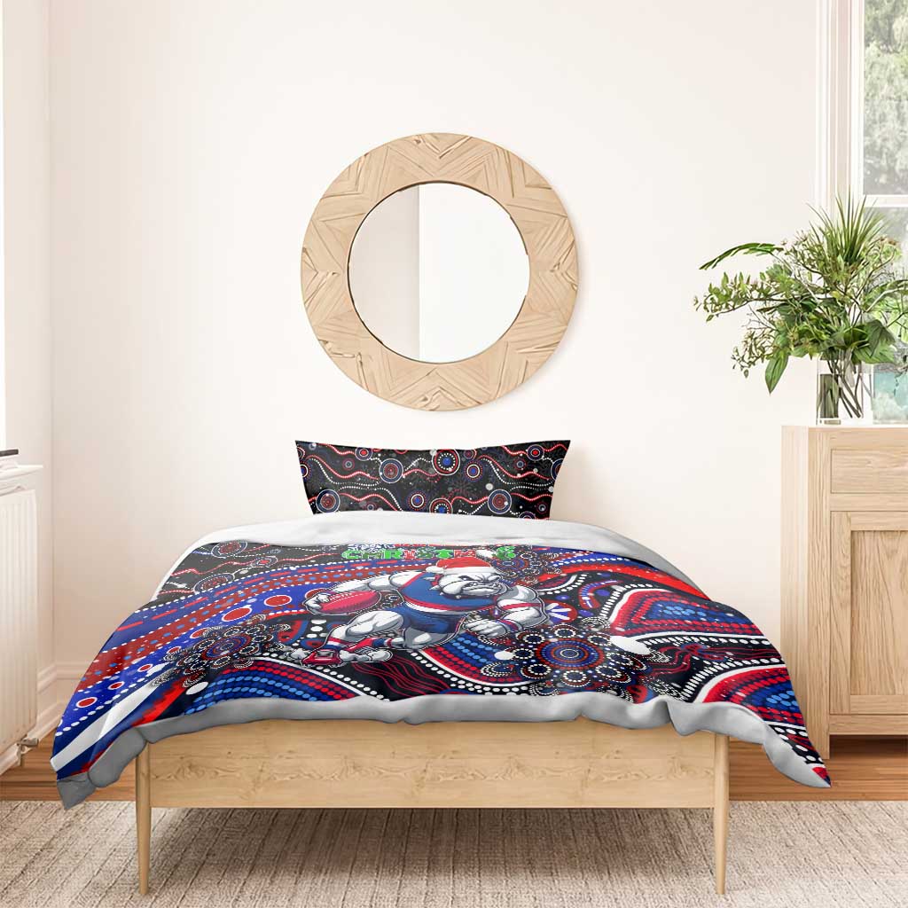 Merry Christmas AFL Bulldogs Bedding Set Aboriginal Santa Football Mascot
