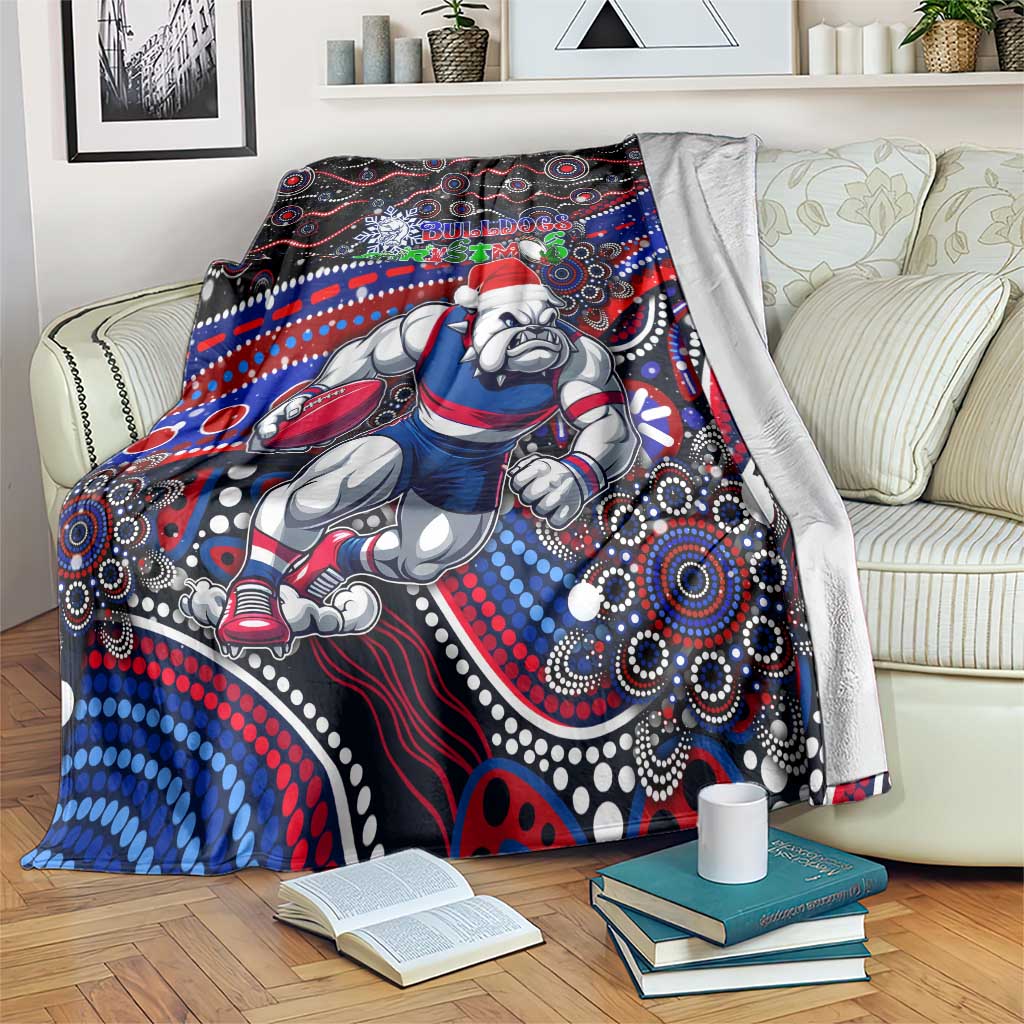 Merry Christmas AFL Bulldogs Blanket Aboriginal Santa Football Mascot