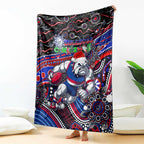 Merry Christmas AFL Bulldogs Blanket Aboriginal Santa Football Mascot