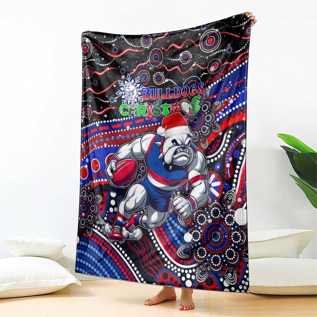 Merry Christmas AFL Bulldogs Blanket Aboriginal Santa Football Mascot