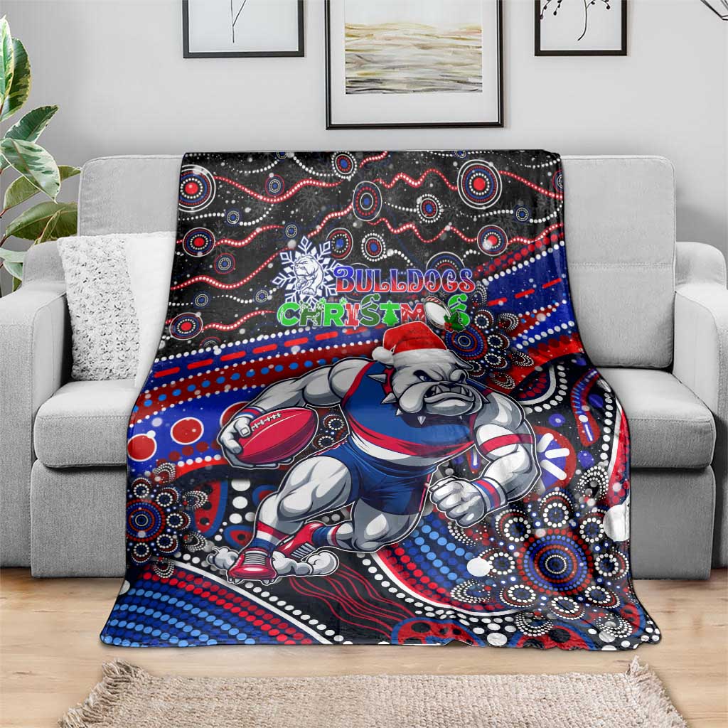 Merry Christmas AFL Bulldogs Blanket Aboriginal Santa Football Mascot