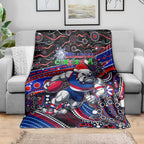 Merry Christmas AFL Bulldogs Blanket Aboriginal Santa Football Mascot
