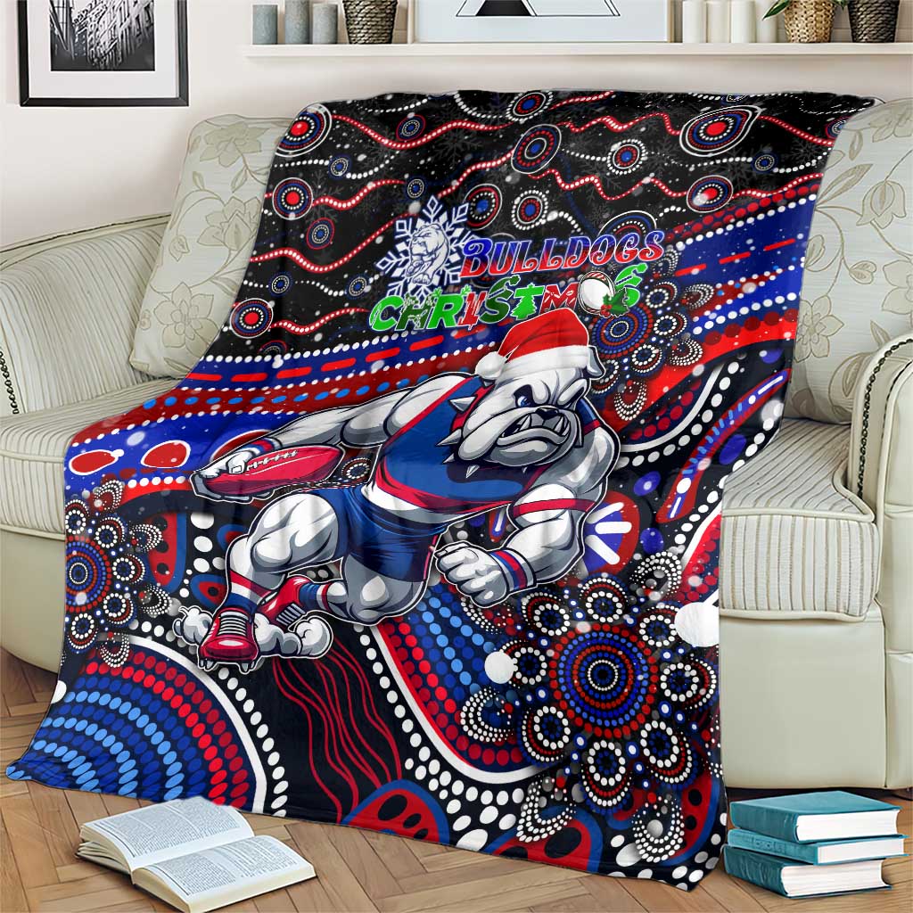 Merry Christmas AFL Bulldogs Blanket Aboriginal Santa Football Mascot