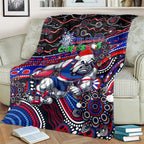 Merry Christmas AFL Bulldogs Blanket Aboriginal Santa Football Mascot