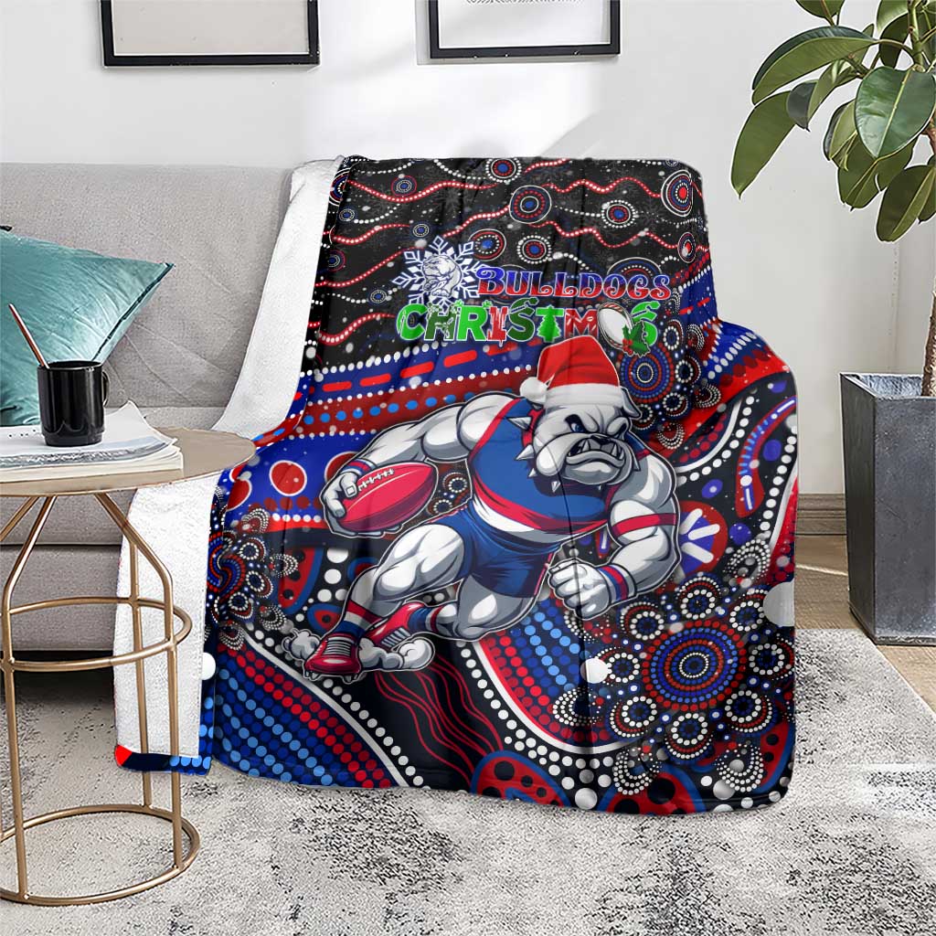 Merry Christmas AFL Bulldogs Blanket Aboriginal Santa Football Mascot