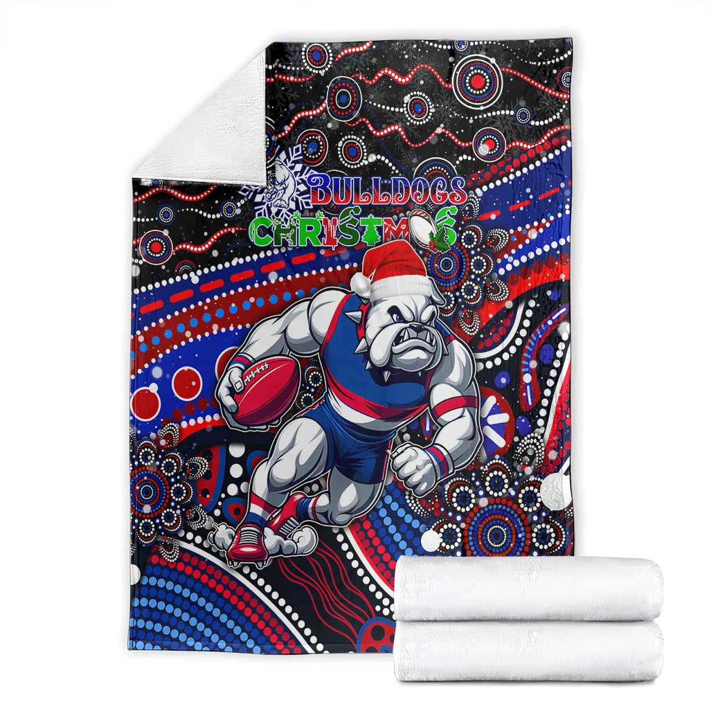Merry Christmas AFL Bulldogs Blanket Aboriginal Santa Football Mascot
