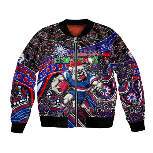 Merry Christmas AFL Bulldogs Bomber Jacket Aboriginal Santa Football Mascot