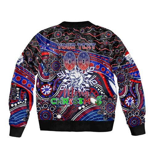 Merry Christmas AFL Bulldogs Bomber Jacket Aboriginal Santa Football Mascot