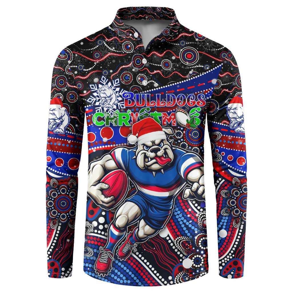 Merry Christmas AFL Bulldogs Button Sweatshirt Aboriginal Santa Football Mascot
