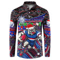 Merry Christmas AFL Bulldogs Button Sweatshirt Aboriginal Santa Football Mascot