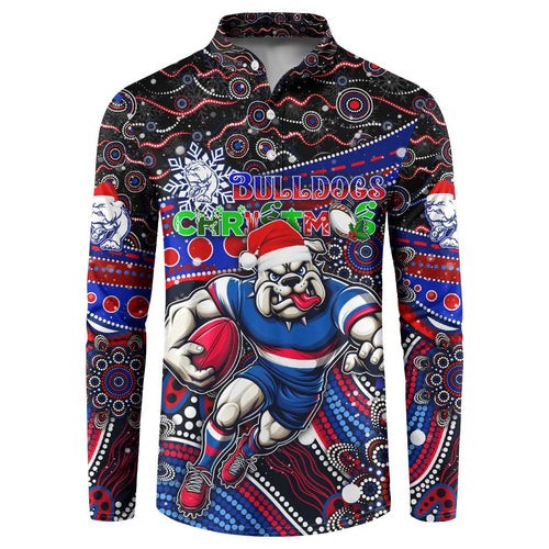 Merry Christmas AFL Bulldogs Button Sweatshirt Aboriginal Santa Football Mascot
