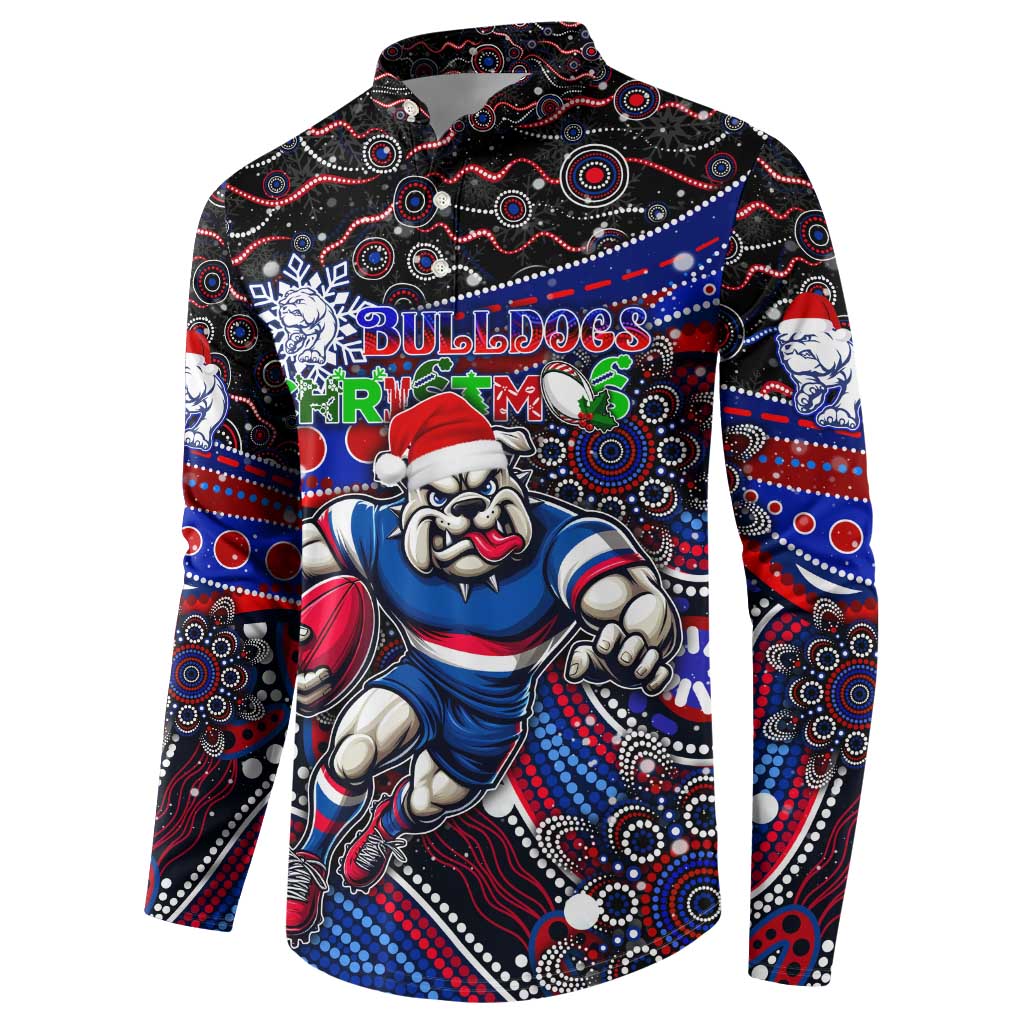 Merry Christmas AFL Bulldogs Button Sweatshirt Aboriginal Santa Football Mascot