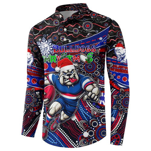 Merry Christmas AFL Bulldogs Button Sweatshirt Aboriginal Santa Football Mascot