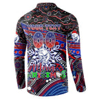 Merry Christmas AFL Bulldogs Button Sweatshirt Aboriginal Santa Football Mascot