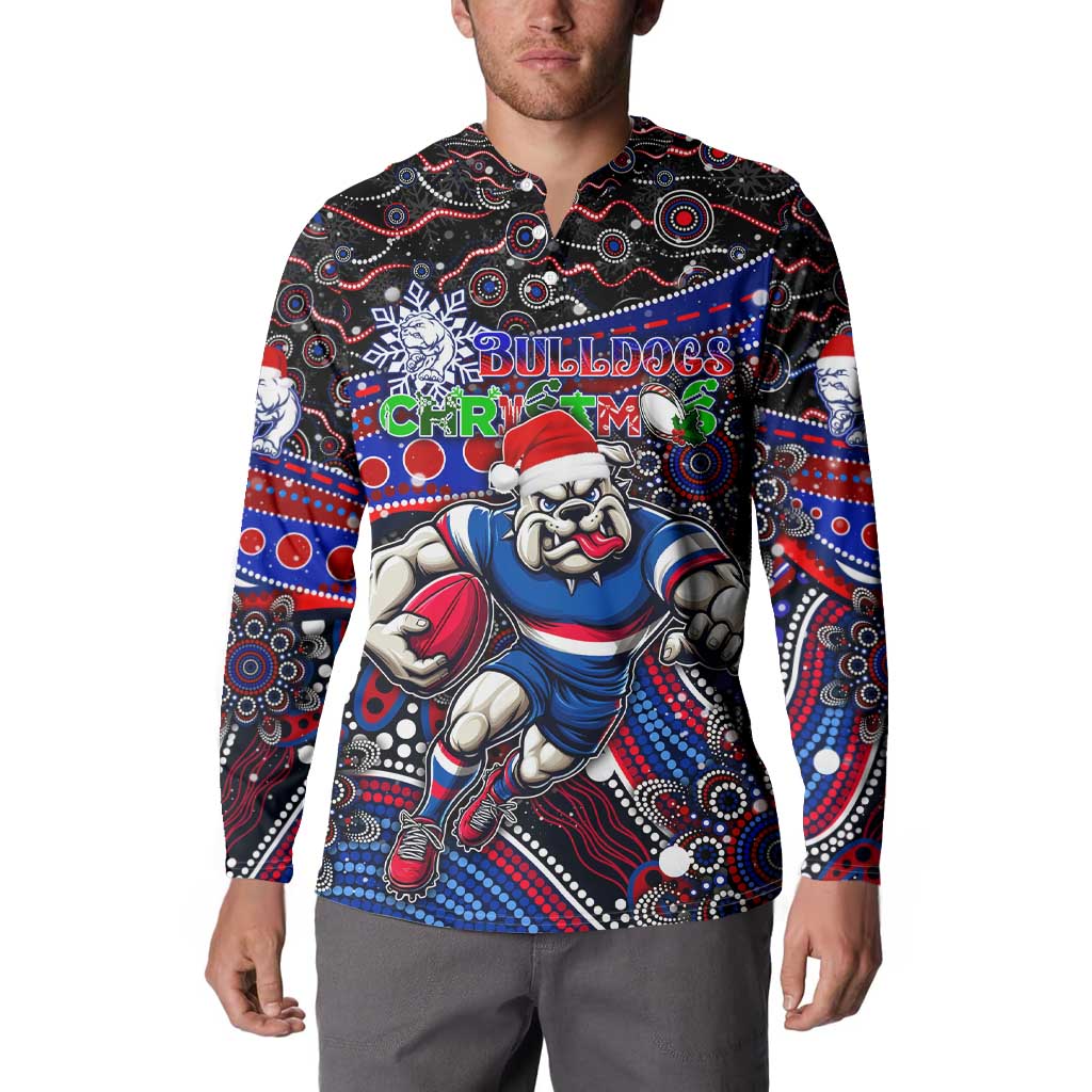 Merry Christmas AFL Bulldogs Button Sweatshirt Aboriginal Santa Football Mascot