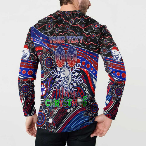 Merry Christmas AFL Bulldogs Button Sweatshirt Aboriginal Santa Football Mascot