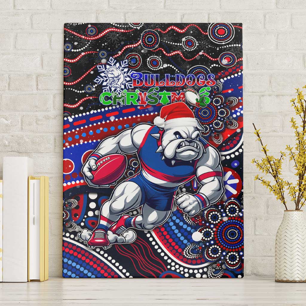 Merry Christmas AFL Bulldogs Canvas Wall Art Aboriginal Santa Football Mascot