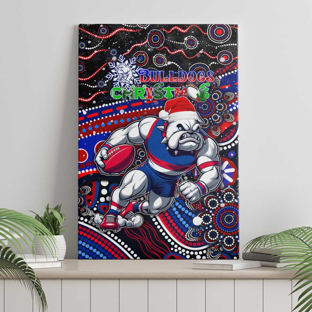 Merry Christmas AFL Bulldogs Canvas Wall Art Aboriginal Santa Football Mascot
