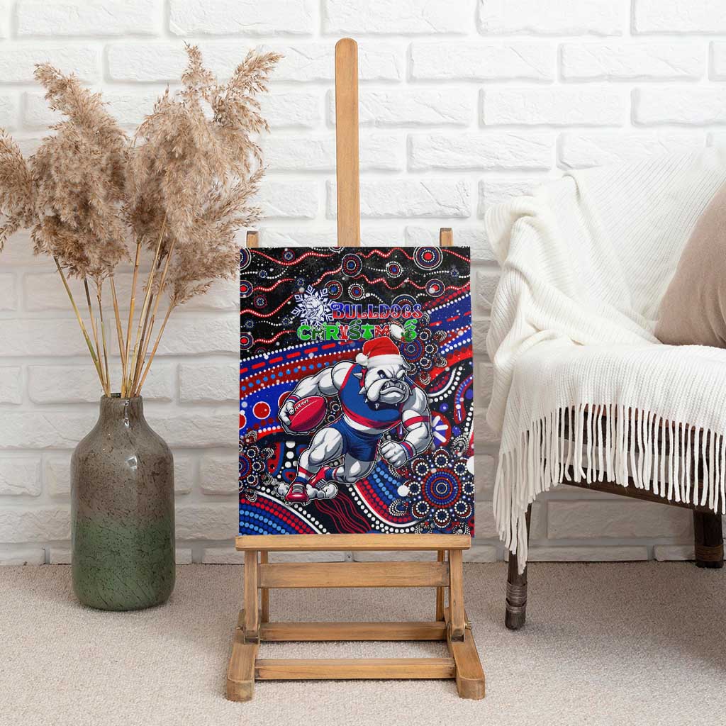 Merry Christmas AFL Bulldogs Canvas Wall Art Aboriginal Santa Football Mascot