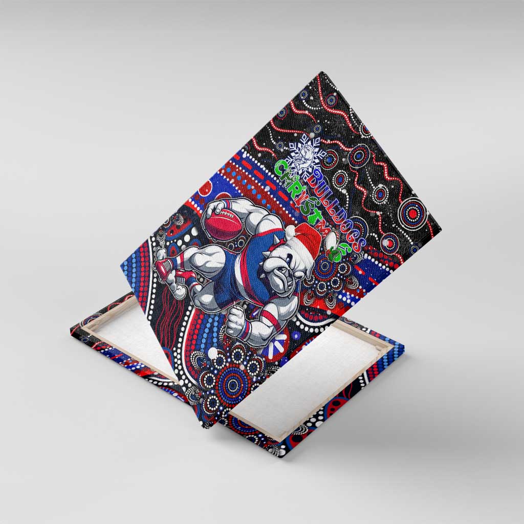 Merry Christmas AFL Bulldogs Canvas Wall Art Aboriginal Santa Football Mascot