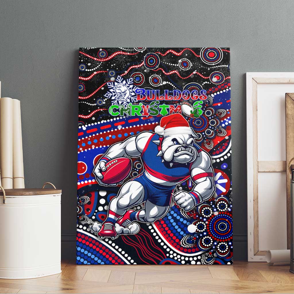 Merry Christmas AFL Bulldogs Canvas Wall Art Aboriginal Santa Football Mascot